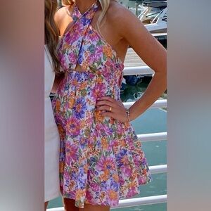 Hello Molly Floral Midi Dress - Purple, Orange, Green